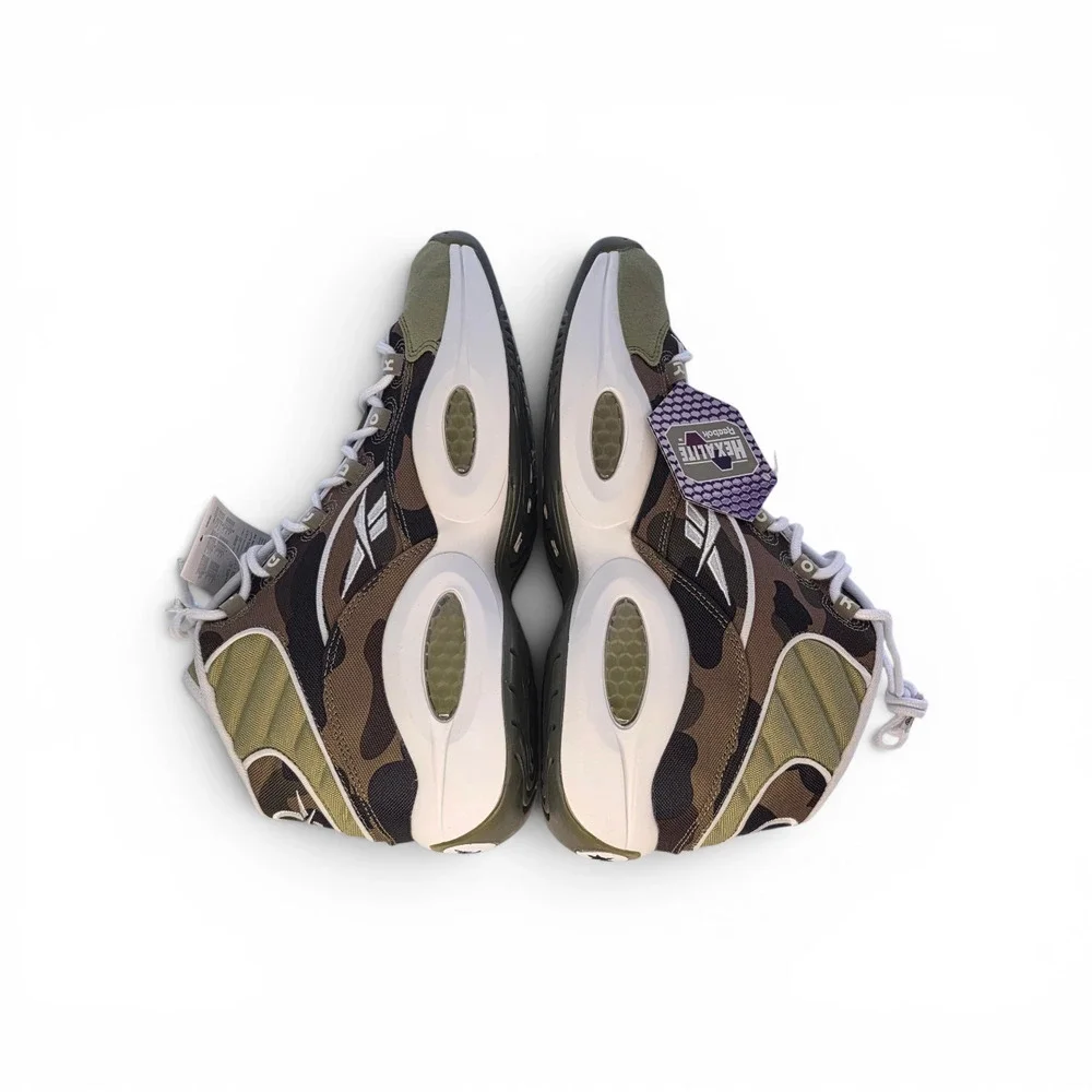 NWT - Reebok x Bape x Mita Question Mid 1st Camo Green White BD4232 Mens Size 11